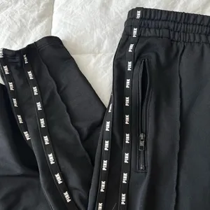 PINK Victoria's Secret Black Joggers with Logo Stripes thumbnail 3