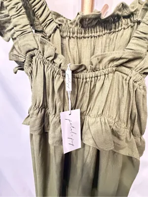 Petal & Pup- NWT- Orion Frill Strap Mini Dress - Olive Small thumbnail 9