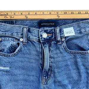 Aeropostale High Rise 90s Baggy Jeans Women’s Size 4 Blue Distressed Ripped thumbnail 4