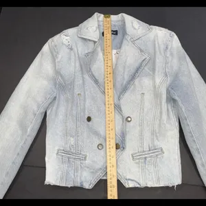Revolve Retrofête Vivienne‎ Denim Distressed Preppy Designer Jacket SMALL thumbnail 11