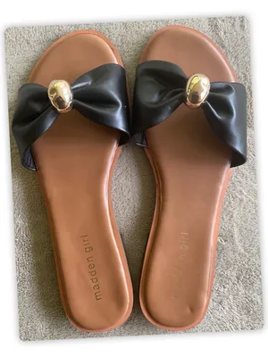 Madden Girl Sunset Black Bow Slide Sandals Size 8.5 NWOT thumbnail 1