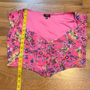 AFRM Myla Corset Womens Large Pink Floral Short Sleeve Open Front Crop Top thumbnail 6