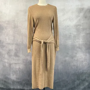 Rag And Bone Alnai Sweater Dress Size M Cotton Cashmere Tie Waist Quiet Luxury thumbnail 12
