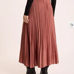 Elegant A-Line Brown Pleated Skirt thumbnail 2