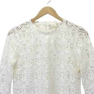 NWT Altar’d State Grace Lace Blouse Small Ivory Sheer Scalloped Romantic Top thumbnail 5