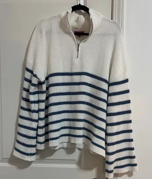 Edikted White Knit Zip-Up Sweater thumbnail 1