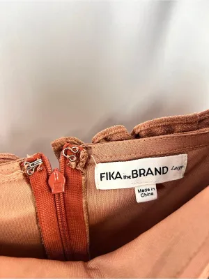 FIKA the BRAND Faux Suede Ruffle Mini Dress Brown Size L thumbnail 4