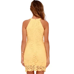 Lulu’s Love Poem Butter Yellow Lace Mini Dress Size Small thumbnail 4