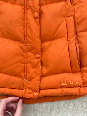 LL Bean Goose Down Puffer Vest. Orange Size XS thumbnail 4