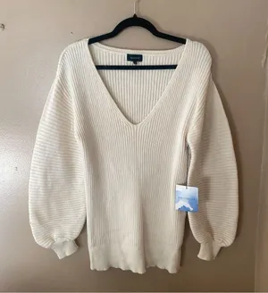 Majorelle Riley Tunic Sweater Ivory ribbed blouson sleeves knit Revolve As Is thumbnail 10