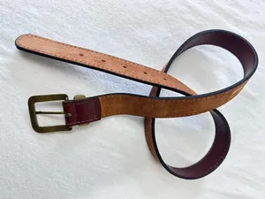 Harness Cowhide Vintage Leather Belt Womens Size 34 Brass Buckle Western Cowgirl thumbnail 4