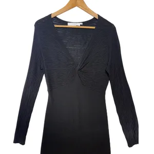 ASTR The Label Black Twist Front Ribbed Knit Long Sleeve‎ Midi Dress Medium thumbnail 4