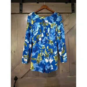 Lulus Sweetest Song Blue Floral Print Backless Long Sleeve‎ Romper Small Cottage thumbnail 2