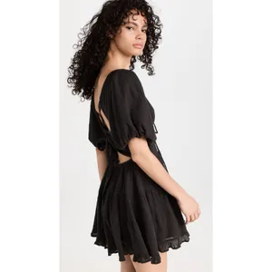 Free People Women's Perfect Day Cotton Mini Dress Black size Medium Open back thumbnail 5