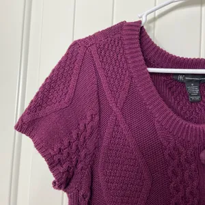 EUC INC International‎ Concepts women’s dark purple thick knit button sweater M thumbnail 2