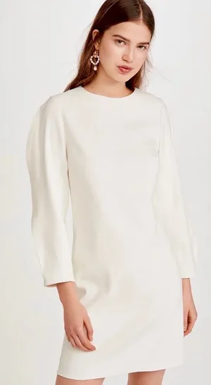NWT Tibi white long sleeve shift mini classy dress thumbnail 1