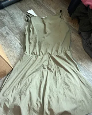 NWT Halara size L, draped backless, g-hook, 2-in-1 side pocket mini dress thumbnail 1