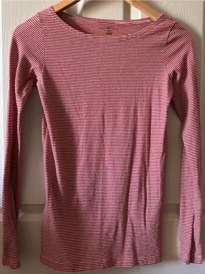 Brandy Melville Pinstriped Long Sleeve Boatneck Fall Top Indie Sleaze Y2K Party thumbnail 2