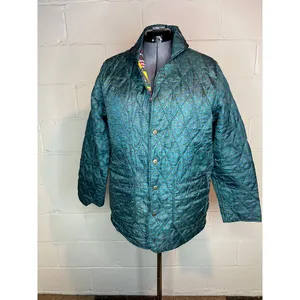 Jacket Quilted silk reversible bright green blue pink Size XL thumbnail 2