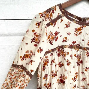NWT American Eagle Womens Shirt Floral Boho Peasant Long Sleeve Patch Small thumbnail 7