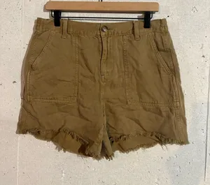Aerie High Rise Cut Off Linen Blend Shorts | Size: Medium thumbnail 1