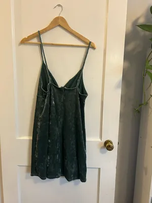 Forest Green Velour Mini Dress Size M thumbnail 4