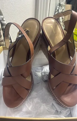 Michael Kors Wedge Platform Leather Sandals thumbnail 1