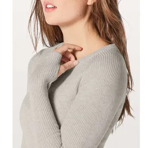 Lululemon Cabin Yogi Long Sleeve Knit Sweater Heathered Light Grey Size Small thumbnail 2