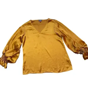 Vince‎ Camuto Blouson-Sleeve Blouse burnt orange rust Sz S thumbnail 6