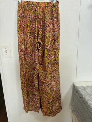 Vici Boho Floral Palazzo Pants in Orange, Olive & Brown M thumbnail 4