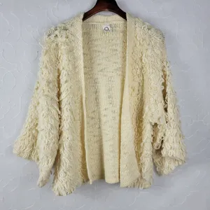 Anthropologie Akemi + Kin Loopy Knit Womens Cardigan One Size Cream Open Front thumbnail 1