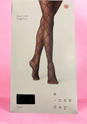 a new day Black Crisscross Pattern Sheer Tights thumbnail 1
