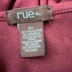 Rue+ Lace Up Grommet Women 2X Burgundy Long Sleeve Edgy‎ Goth V-Neck WitchyShirt thumbnail 7