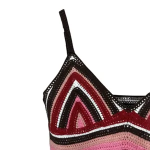 Unbranded Crochet Striped Cami Crop Top Multi-Color Boho Festival Size S thumbnail 3