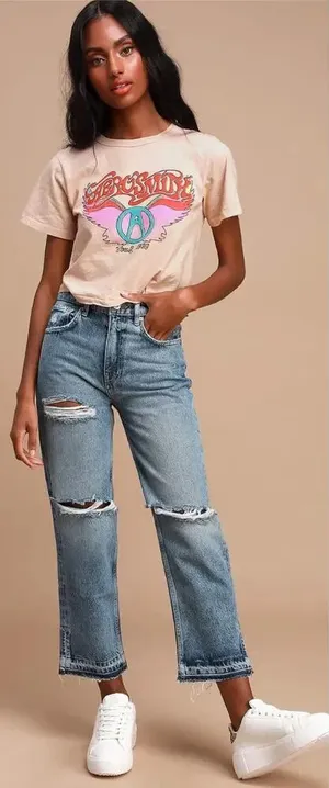 Free‎ People Lita Light Wash Distressed High-Waisted Slim Leg Jeans Size 28 thumbnail 1