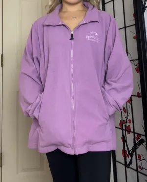 Lilac Purple Fleece Embroidered SeaWorld San Diego Zip-Up Jacket thumbnail 3