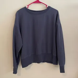 RDI Oversized Crop Pullover Crewneck Sweater Dusty Blue Womens Size Large thumbnail 1