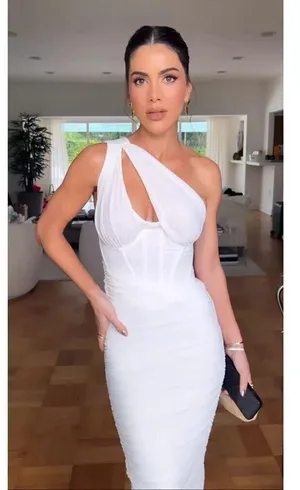 HOUSE OF CB Valentina Asymmetric Cutout One-Shoulder Midi Dress in Ivory XS NWT thumbnail 2