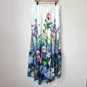 NWT Anthropologie Ruffle Cascade High-Low Dress XL Floral Botanical OB1465466‎ thumbnail 6