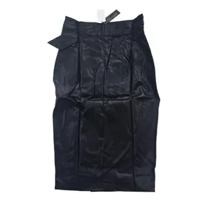 GRACIA‎ NWT Faux Leather Wrap Midi Skirt Black Tie Waist Pencil Skirt Size Large thumbnail 4
