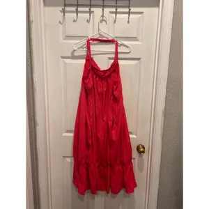 Daily Practice Anthropologie Tiered High Low Dress Pink Smocked Waist XL Pockets thumbnail 4