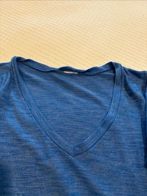 Lululemon V-Neck Short Sleeve Top - Blue thumbnail 4