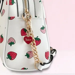 Juicy Couture White Sweet n Juicy LARGE Bowler Bag Satchel Strawberry Coin Purse thumbnail 6