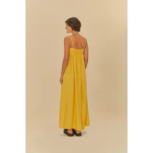 NWT Farm Rio Linen Blend Yellow Sleeveless Maxi Dress Size XS thumbnail 4