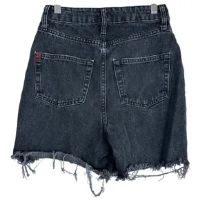 BDG Urban Outfitters Distressed Raw Hem Denim Shorts Washed Black Grunge Size 25 thumbnail 6