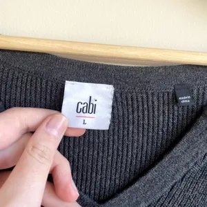 cabi gray oversized‎ cotton knit sweater women's size large casual fall pullover thumbnail 3