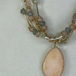Multi layered faceted pastel stones with a teardrop peach decor boutique thumbnail 2