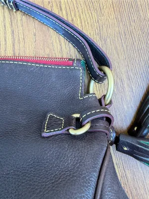 Dooney & Bourke Florentine Leather Medium Hobo Shoulder Bag Brown Tassel thumbnail 8