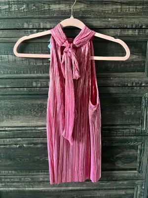 CeCe metallic pink halter top size small thumbnail 4