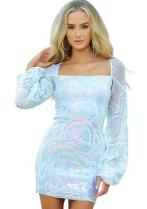 Velvi Light Blue Sequin Cocktail Dress Size Small Homecoming Dress thumbnail 1